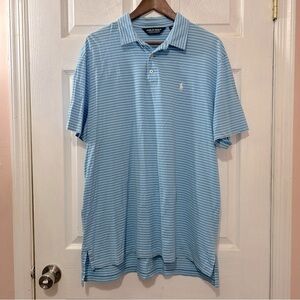 POLO GOLF Ralph Lauren Men's Shirt Blue White Striped Cotton Size XL Athleisure